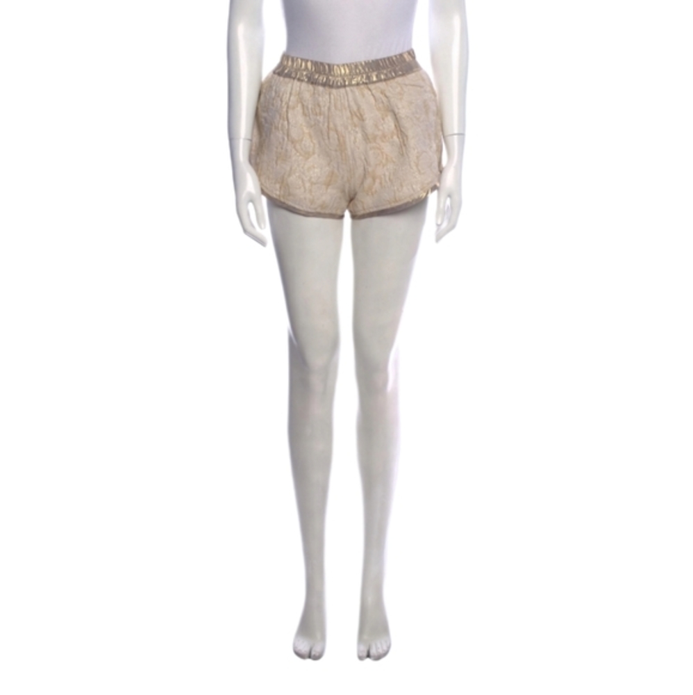 MAURIZIO MYKONOS | Metallic Pink / Gold‎ Elastic Waist Mini Shorts in Si…